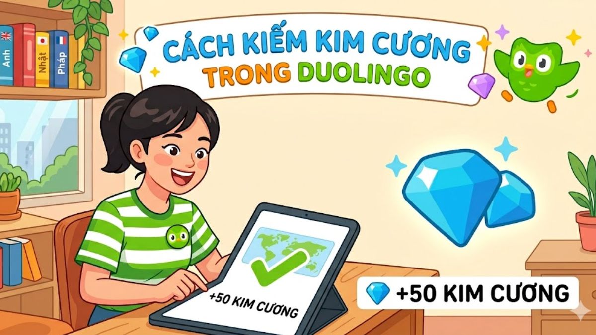 Cách kiếm kim cương (Gems) trong Duolingo nhanh chóng, hiệu quả
